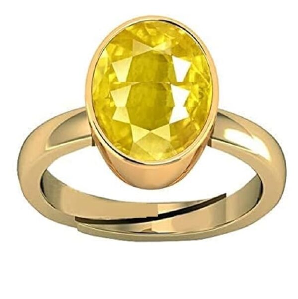 Vaibhav Gems Natural  Adjustable yellow sapphire Panchadhatu Ring for Unisex